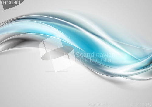 Image of Abstract blue grey shiny waves background
