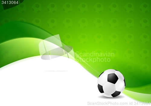 Image of Green wavy soccer texture background with ball