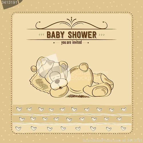Image of baby shower card with retro toy