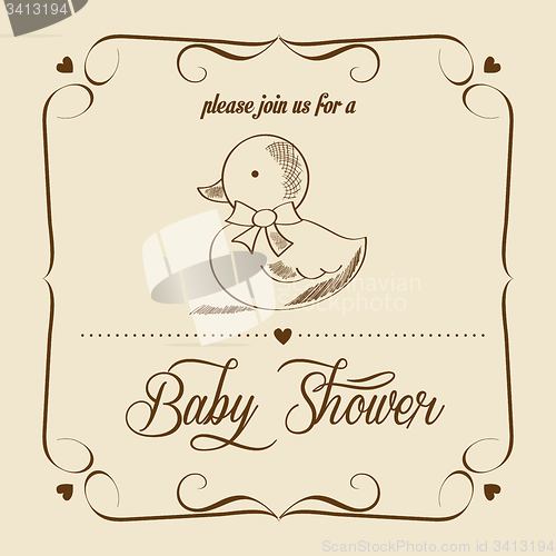 Image of baby shower card with retro toy