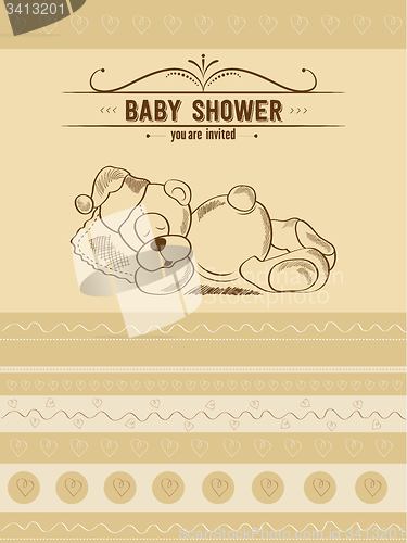 Image of baby shower card with retro toy