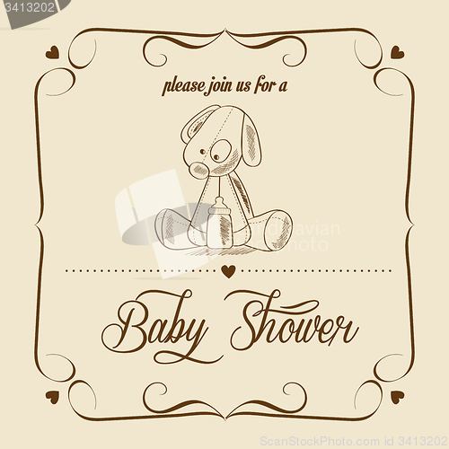 Image of baby shower card with retro toy