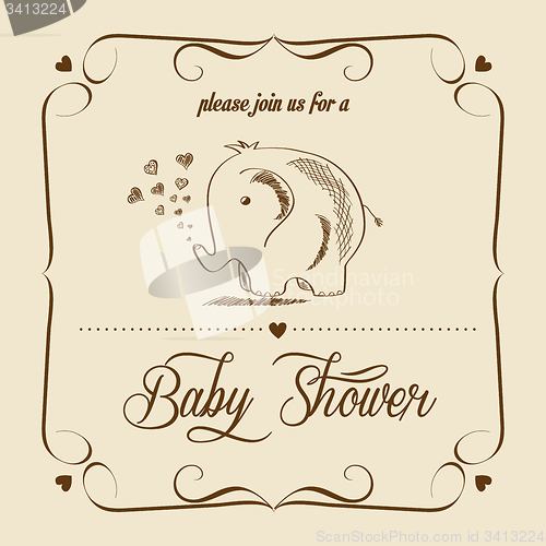Image of baby shower card with retro toy