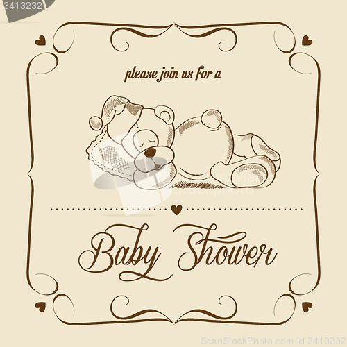 Image of baby shower card with retro toy