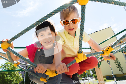 Image of group of happy kids on children playground