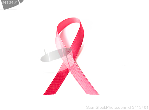 Image of close up of pink cancer awareness ribbon