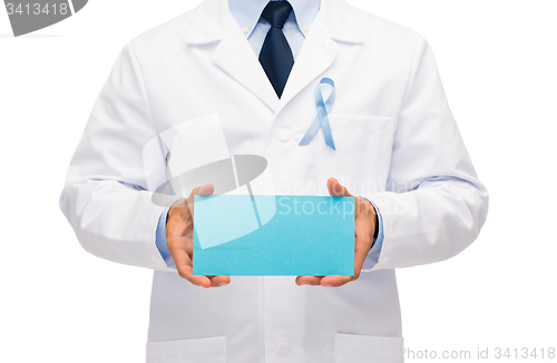 Image of doctor with prostate cancer awareness ribbon