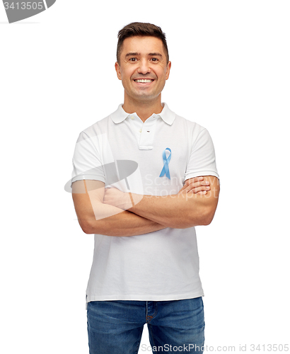 Image of happy man with prostate cancer awareness ribbon