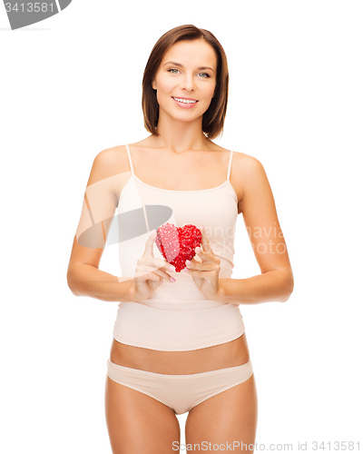 Image of beautiful woman in cotton underwear and red heart