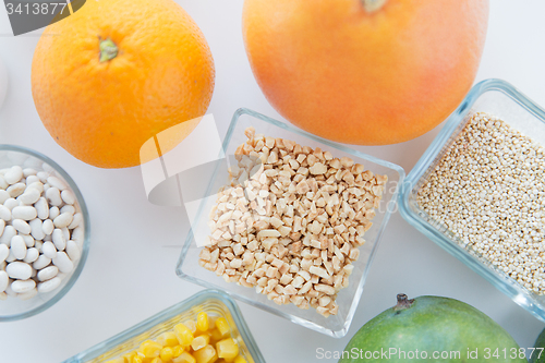 Image of close up of food ingredients on table