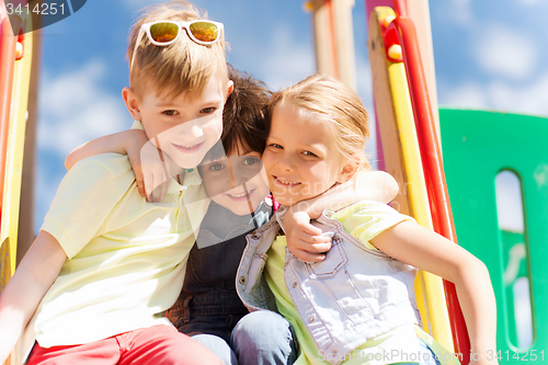 Image of group of happy kids on children playground