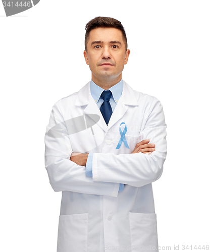 Image of doctor with prostate cancer awareness ribbon