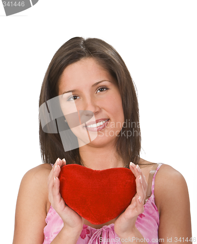 Image of Woman with a red heart