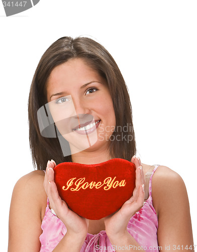 Image of Woman sending a love message