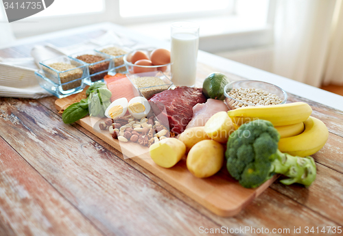 Image of close up of different food items on table