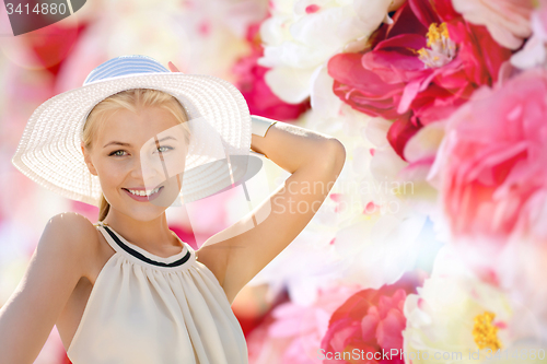 Image of beautiful woman enjoying summer outdoors