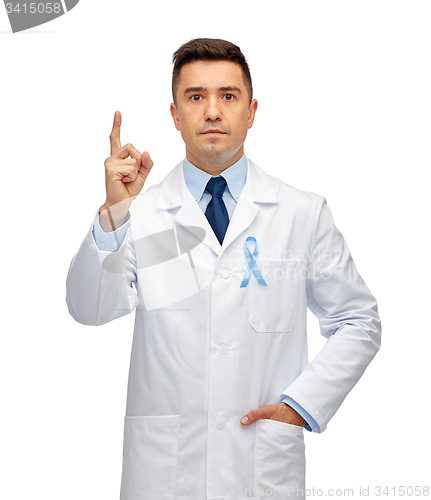 Image of male doctor with prostate cancer awareness ribbon