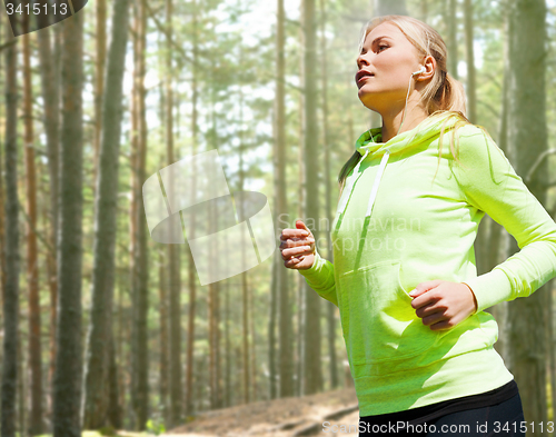Image of happy woman running or jogging