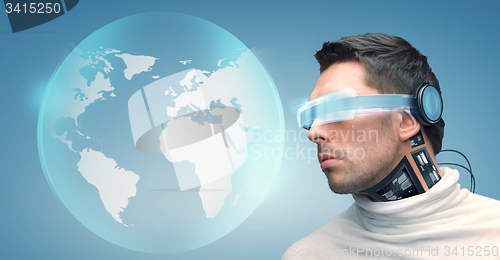 Image of man with futuristic glasses and sensors