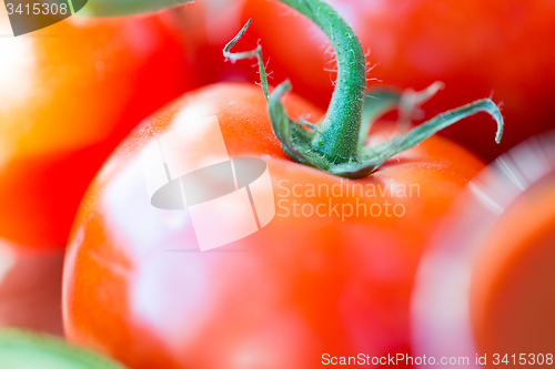 Image of close up of ripe juicy red tomatoes