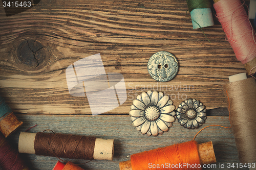 Image of spool of thread and buttons