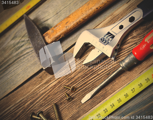 Image of still life with vintage locksmith tools