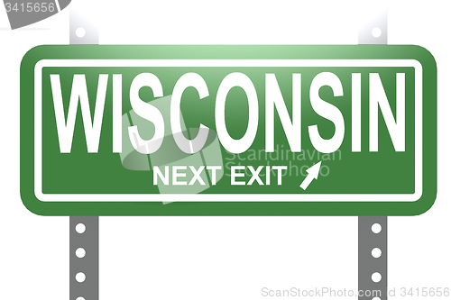 Image of Wisconsin green sign board isolated