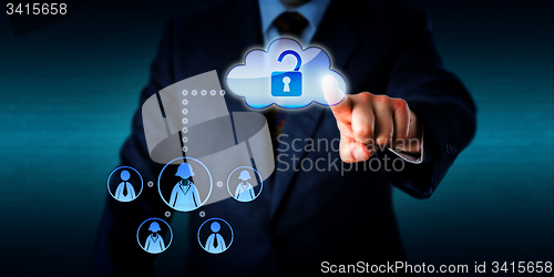 Image of Manager Unlocking Access To A Work Team Via Cloud