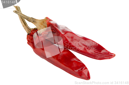Image of Two red hot chili pepper