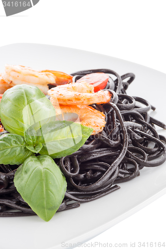 Image of Black spaghetti with shrimps