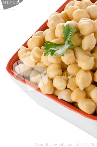 Image of Closeup of a bowl with boiled chickpeas