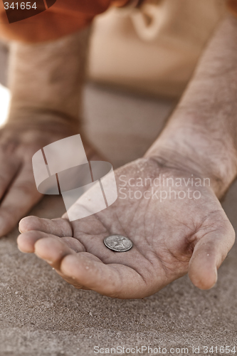 Image of Beggar hand with coin