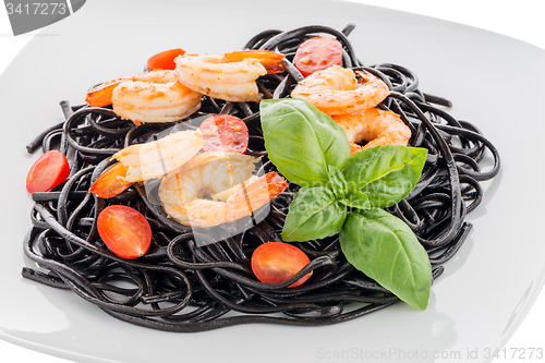 Image of Black spaghetti with shrimps