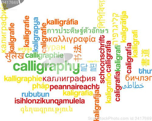 Image of Calligraphy multilanguage wordcloud background concept