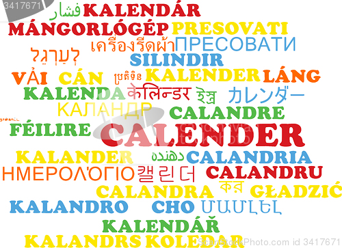 Image of Calender multilanguage wordcloud background concept