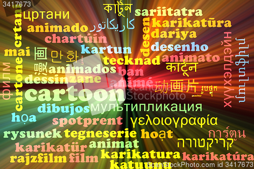Image of Cartoon multilanguage wordcloud background concept glowing