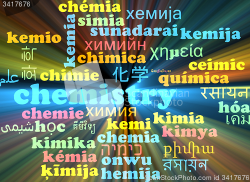 Image of Chemistry multilanguage wordcloud background concept glowing