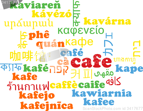 Image of Café multilanguage wordcloud background concept