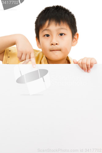 Image of Asian Chinese Children Holding blank white board.