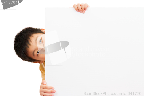 Image of Asian Chinese Children Holding blank white board.