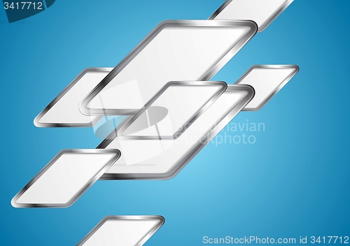 Image of Blue tech vector background with silver elements