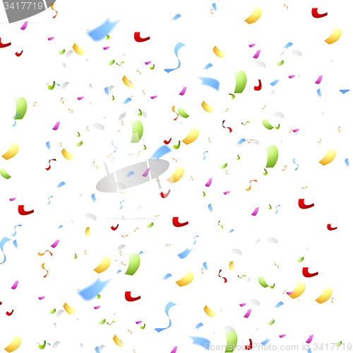 Image of Bright shiny confetti on white background