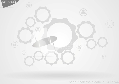 Image of Abstract background with gears and icons. Technology vector design