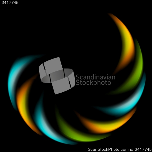 Image of Colorful iridescent round logo on black background