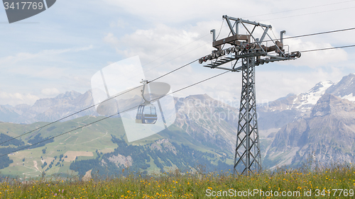 Image of Ski lift cable booth or car