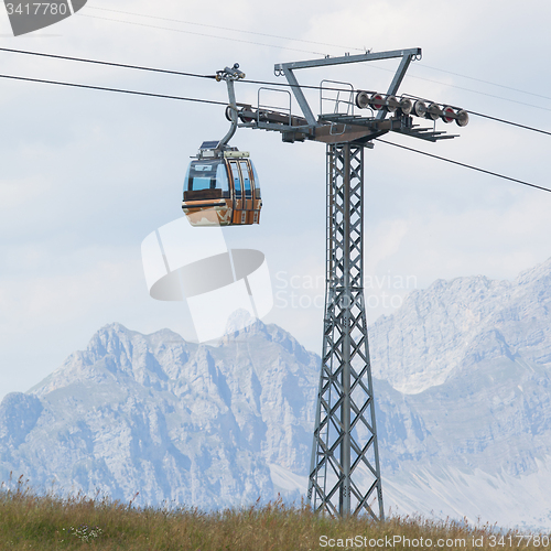 Image of Ski lift cable booth or car