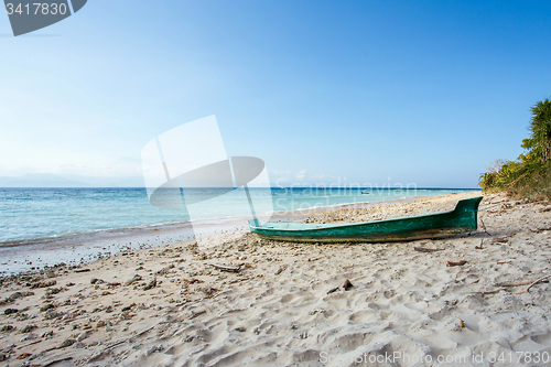 Image of dream beach with boat, Bali Indonesia, Nusa Penida island