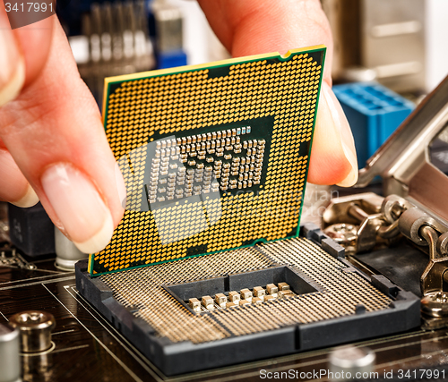 Image of Modern processor and motherboard