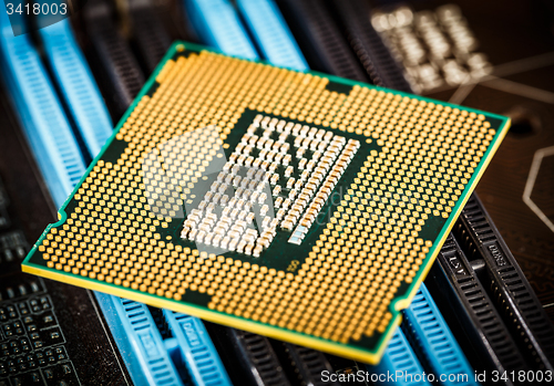 Image of Modern processor and motherboard