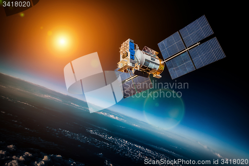 Image of Space satellite over the planet earth